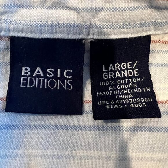 Basic Editions Ladies Striped Button Down Top, Size Large - Picture 4 of 5